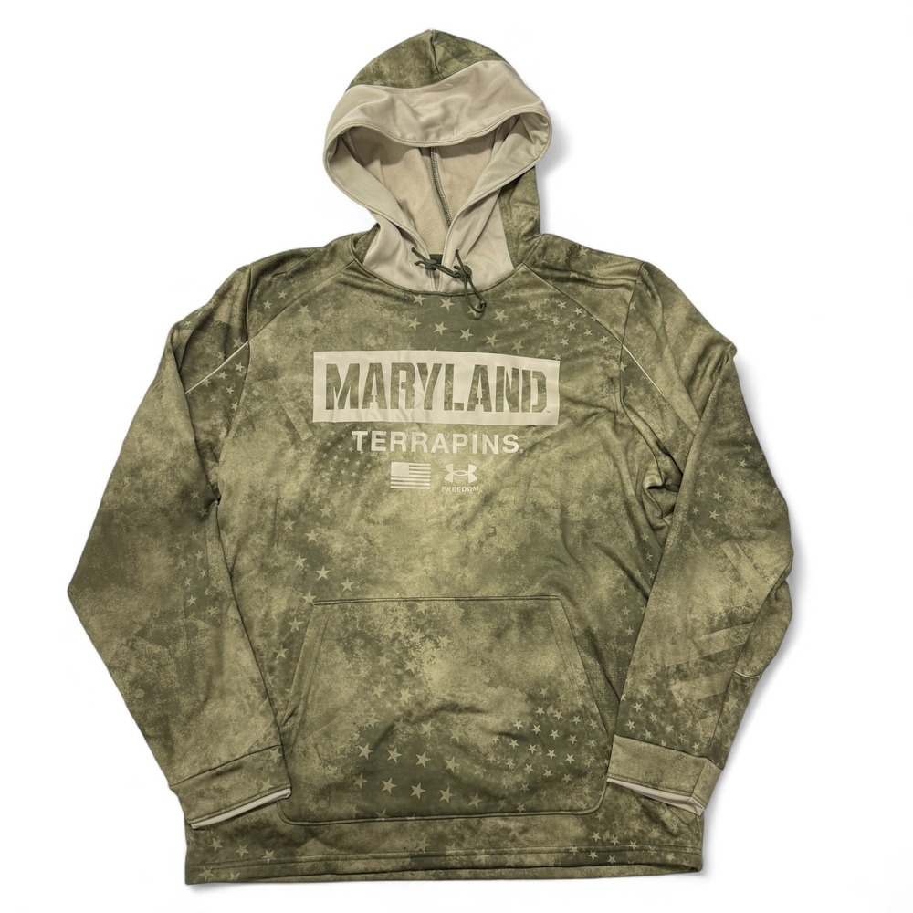 Under Armour Maryland Terrapins Hoodie Camo Pullover Sweatshirt Mens Large